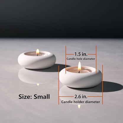 Handmade Decorative Pebble Tealight Candle Holders Set of 8 - Handcrafted Home Decor Accent for Calming Earthy Aesthetic White Cement Diameter 2.6 inches