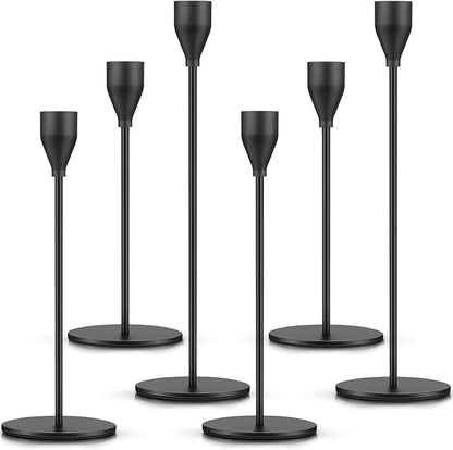 Cunhill 6 Pcs Black Taper Candle Holder Candlestick Holder Metal Candelabra Tall Candle Sticks Holders for Christmas Thanksgiving Wedding Party Table Centerpiece Decor, Fits 0.75 Inch Thick Candles