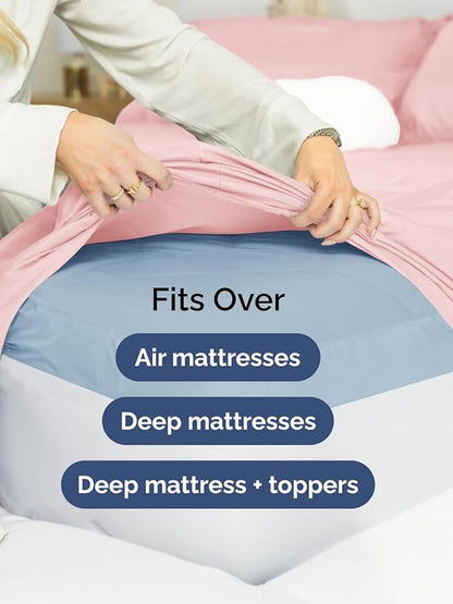 Extra Deep Queen Sheet Set - 6 Piece Breathable & Cooling Sheets - Hotel Luxury Bed Sheets Set - Easy & Secure Fit - Soft, Wrinkle Free & Comfy Sheets Set - Baby Pink Sheet Set with Extra Deep Pockets