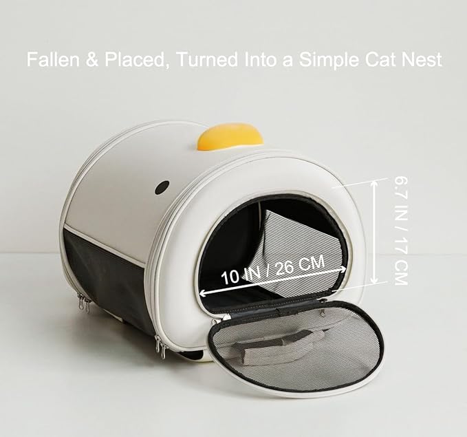 PURROOM Cat Carrier Backpack, Pet Backpacks for Carrying Small Dogs, Cute Design. Upper Cover & Side Ventilation Soft Mesh & Safety Straps. Used for Travel, Hiking, Car, Go to Vet, Outdoor.-Mewly Pet