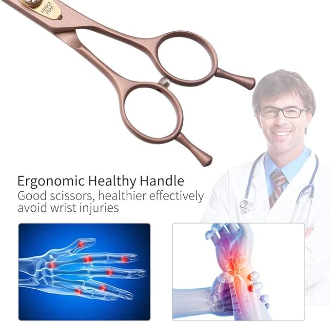 Fenice Peak Professional Curved Dog Grooming Scissors 7'' Rose Gold 440C Stainless Steel Pet Cutting Shears Safety Trimming Shearing for Dogs Cats-Mewly Pet