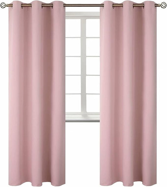 BGment Room Darkening Curtains 84 Inches Long - Grommet Thermal Insulated Drapes Window Treatment Curtains for Bedroom, 2 Panels, 42 x 84 Inch, Baby Pink