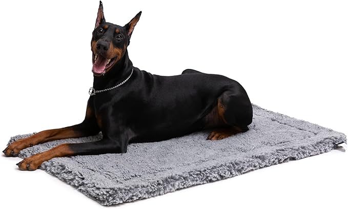 Stoutwool Indestructible Dog Bed - Fluffy Chew Proof Dog Crate Pad - Tough Kennel Pad for Aggressive Chewers - Washable, Ideal for Large Breeds & Fits 42-Inch Crate - 41"x27", Charcoal-Mewly Pet
