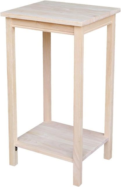 IC International Concepts, Portman Accent Table , Solid Real Wood, Sturdy Parawood,16 X 14 X 29, Minimum Assembly, DIY, Paint or Stain in Any Color, Unfinished