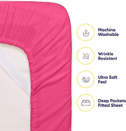 Sweet Home Collection 6 Piece Bed Sheet Set, Twin, Fuschia