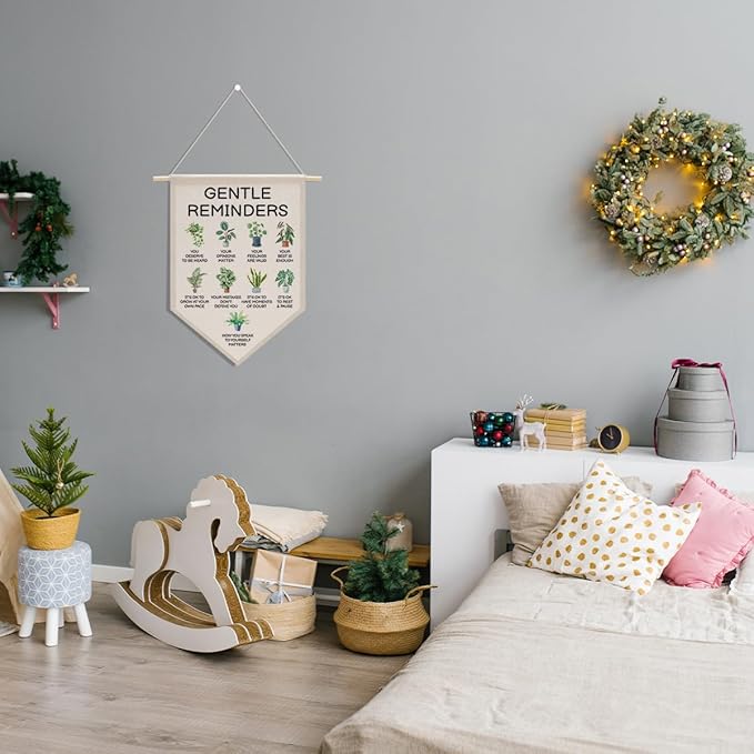 School Counselor Office Decor, Boho Teacher Decor Canvas Hanging Pennant Flag Banner Wall Sign Decor for Bedroom Classroom Playroom Game Room Front Door