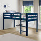 Camaflexi Tribeca Solid Wood Low Loft Bed Frame / 14 Wood Slats Support and 1 Center Support/No Box Spring Necessary/Easy Assembly/Twin - Blue