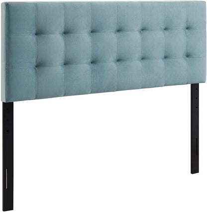 Modway Lily Biscuit Tufted Full Performance Velvet Headboard, Light Blue