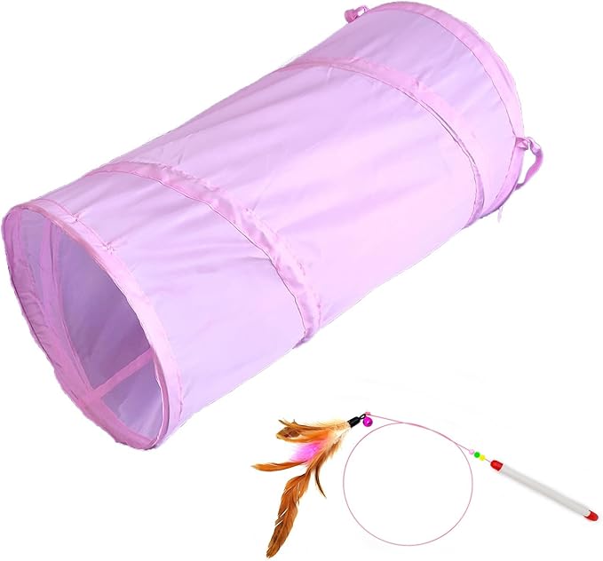 iCAGY Cat Tunnel for Indoor Cats Interactive, Rabbit Tunnel Toys, Pet Toys Play Tunnels for Cats Kittens Rabbits Puppies Crinkle Pop Up 20"-Mewly Pet