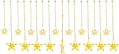 TOFU Star Curtain Lights, 108 Led 12 Stars Remote Window Curtain String Lights Plug in with 8 Flashing Modes Decoration for Christmas, Wedding, Bedroom, Party, Birthday, 7.3ft W, 3.3ft H, Warm White