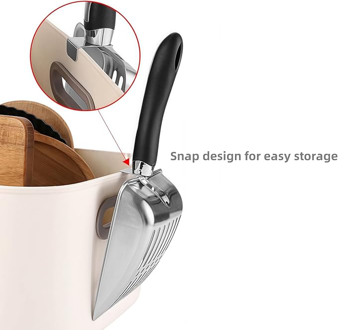Cat Litter Scoop,Poop Sifting for Litter Box,Aluminum Alloy Sifter,Durable Kitty Metal Scooper with Long Handle Deep Shovel-Mewly Pet