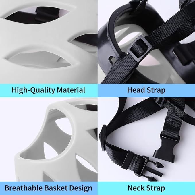 Dog Muzzle, Breathable Basket Muzzles for Small, Medium, Large and X-Large Dogs, Prevent Barking, Biting, Chewing Dog Mouth Cover Gray-Mewly Pet