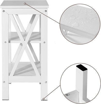 VECELO Modern Nightstands X-Design Side End Table Night Stand with Storage Shelf for Bedroom,Living Room,Set of 2 (White A2)