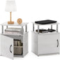 Furinno Jaya End Side Sofa Table/Nightstand with Door, 2-Pack, White Oak/Stainless Steel Tubes