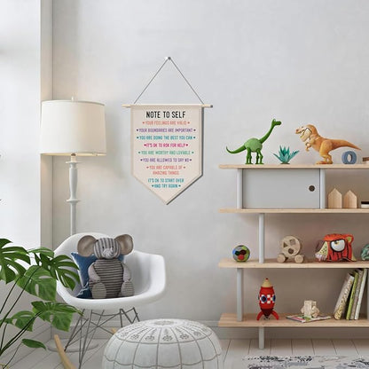 Positive Psychology Affirmations Therapy Office Decor, Back to School Decorations Canvas Hanging Pennant Flag Banner Wall Sign Decor for Bedroom Classroom Playroom Game Room Front Door