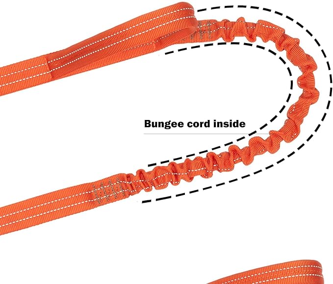 ICEFANG Tactical Dog Leash,K9 Training Walking Bungee Lead with 2 Control Handle,Heavy Duty Quick Release Metal Clasp,for Medium Large Breed (Reflective Orange, 6 FT)-Mewly Pet