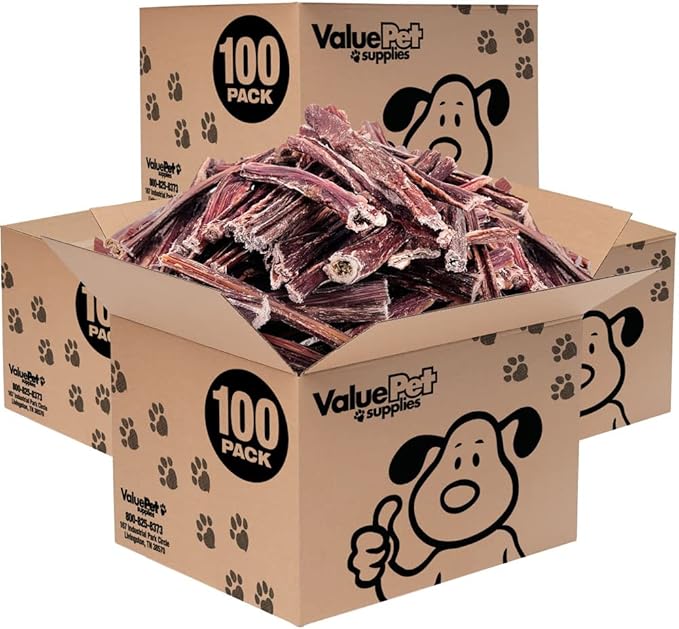 ValueBull Beef Jerky Gullet Sticks, Premium Dog Chews, 6 Inch, 400 Count Wholesale Pack - Natural Collagen, Glucosamine & Chondroitin for Joint Health, Single-Ingredient Beef Esophagus-Mewly Pet