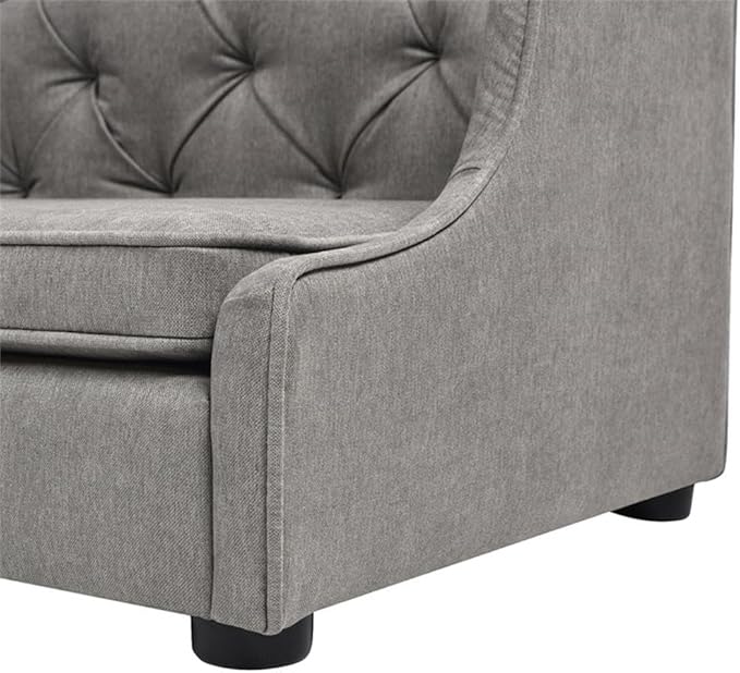 Pemberly Row 35" Tufted Wingback Pet Sofa Bed Medium Uptown Gray-Mewly Pet