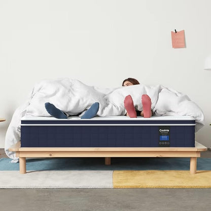 Coolvie Queen Mattress Firm, Strong Coils Hybrid Mattresses for Extra Lumbar & Hip Support, Cooling Knit Fabric Cover- CertiPUR-US® Certified Foam/ 80x60x12, 12 Inch Mattress Queen Size in a Box