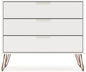 Manhattan Comfort Rockefeller 3 Drawer Dresser for Bedroom Storage, Nursery, Closet, Living Room, Entryway, TV Stand for Screens up to 32 Inches, Anti-Tip Kit Included, Set of 1, White