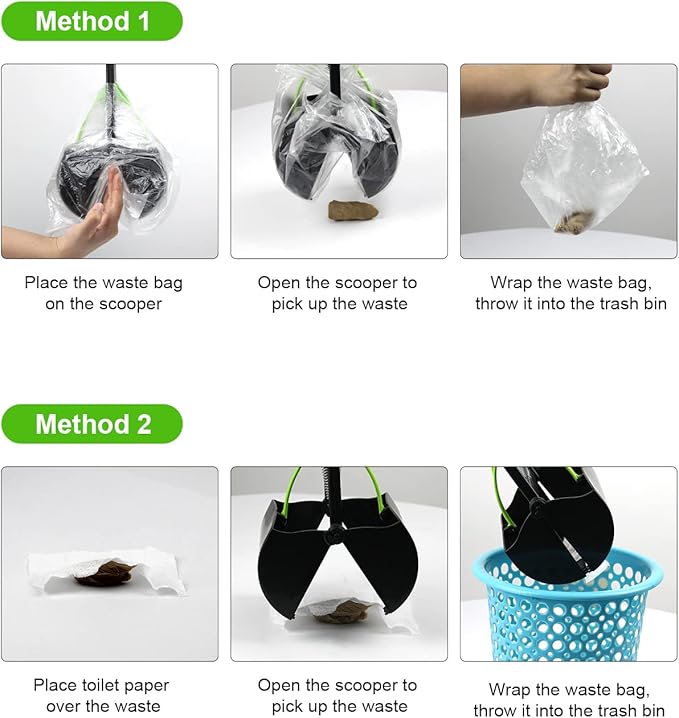 SZHLUX 28" Pooper Scooper, Foldable Dog Pooper Scooper with Unbreakable Material and Durable Spring for Grass and Gravel, Green-Mewly Pet