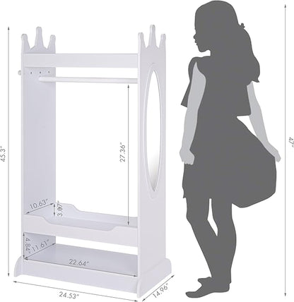 UTEX Kid’s See and Store Dress-up Center, Costume Closet for Kids, Open Hanging Armoire Closet, Pretend Storage, Costume Dresser(White)