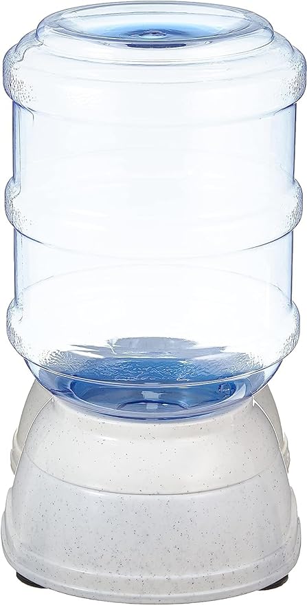 Amazon Basics Gravity Pet Water Dispenser for Cat, Dog, 1 gallon Capacity, Small, Gray-Mewly Pet
