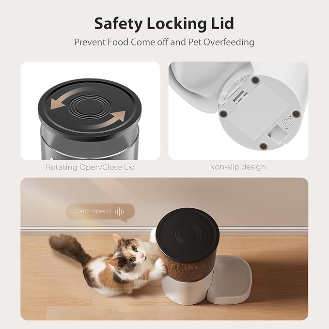 Automatic Cat Feeders, 3L Timed Cat Dry Food Dispenser, Dual Power Supply, Programmable Portion Size, Auto Pet Feeder for Cats and Small Dogs-Mewly Pet