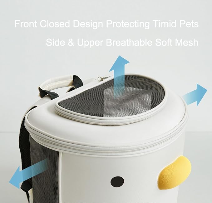 PURROOM Cat Carrier Backpack, Pet Backpacks for Carrying Small Dogs, Cute Design. Upper Cover & Side Ventilation Soft Mesh & Safety Straps. Used for Travel, Hiking, Car, Go to Vet, Outdoor.-Mewly Pet