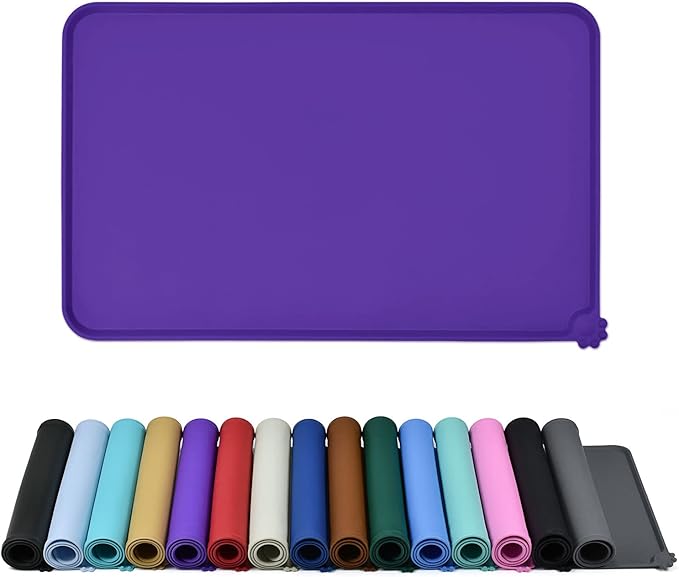 Waterproof Pet Feeding Mat with High Raised Edges, Heavier and Thicker Placemats for Cat Dog Water Bowl with BPA Free, Dogs Cats Food Mats for Messy Drinkers to Prevent Spill and Protect Floors-Mewly Pet