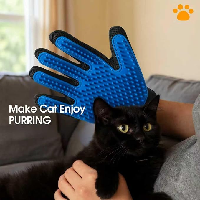 CealumVita Deshedding Glove and Cat Steam Brush Set, Pet Hair Removal Tool with Massage for Dogs and Cats Grooming (Beige spray cmb+gloves-1pair)-Mewly Pet