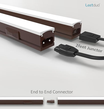 Under Cabinet Lighting Plug in, 16 Inch 2 Pcs, Linkable AC120V 3CCT 3000K/4000K/5000K Ultra Slim, LED Under Cabinet Lights for Counter Light, Kitchen, Shelf, Sink, Workshop, Desk, Bronze