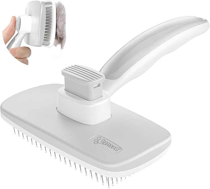 Pecute Self-Cleaning Slicker Brush for Dogs, Cats, Lightweight Dog Brush for Shedding Massaging Grooming, Cat Brush Gently Removes Loose Fur Undercoat for Dogs Cats Rabbits of All Hair Types-Mewly Pet