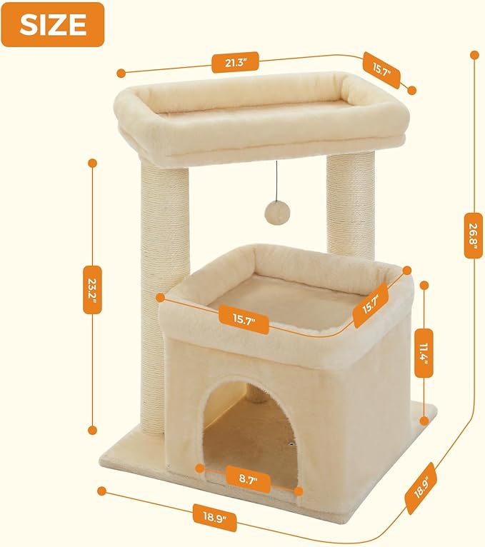 PEQULTI Cat Tree Cat Tower for Large Cats with Sisal-Covered Scratching Posts and Extra-Large Cat Perch Suitable for Indoor Cats-Mewly Pet