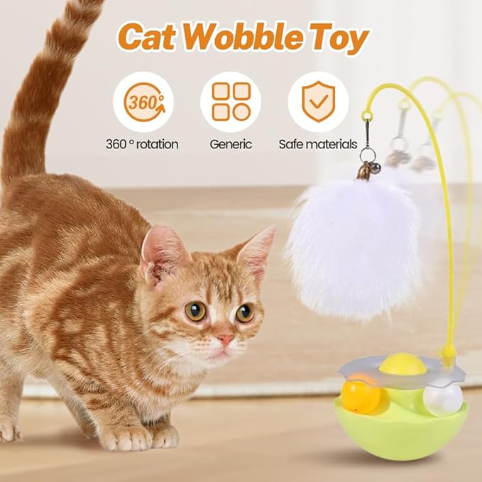 Interactive Cat Feather Toys, 2025 New Catnip Toy, Multifunctional Cat Teaser, Durable Track Ball Pet Toy for Indoor Play, Premium Pet Exercise Toy for Kittens and Adults (Green)-Mewly Pet
