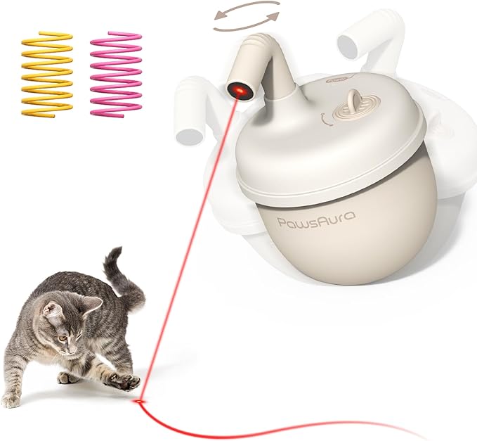 Cat Laser Toys, Automatic Cat Laser Toy Tumbler Design, Rechargeable Cat Laser Pointer 360°Irregular Rotation, 3 Modes Interactive Cat Toy for Indoor Cats of All Ages and Sizes (Beige)-Mewly Pet