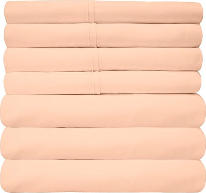 Split King Size Bed Sheets - 6 Piece 1500 Supreme Collection Fine Brushed Microfiber Deep Pocket Split King Sheet Set Bedding - 2 Extra Pillow Cases, Great Value, Split King, Peach