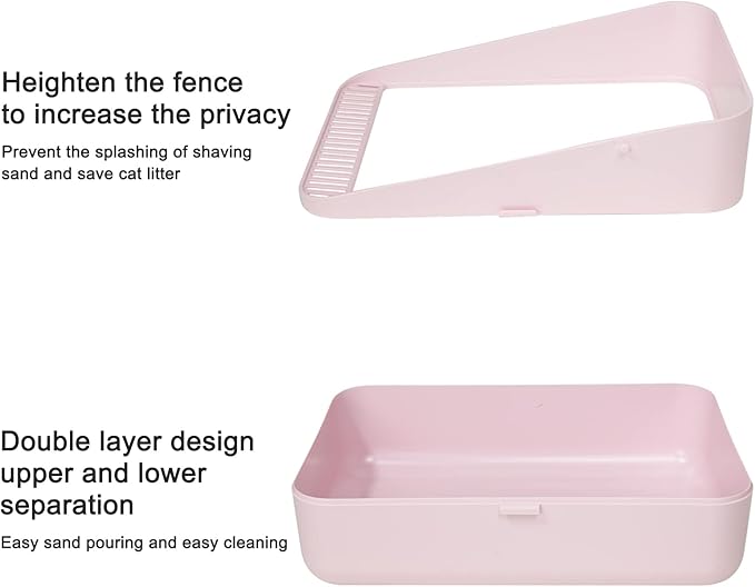 Sfozstra Open High-Sided Litter Box: Pink Medium Anti-Scatter Design - Self-Cleaning Sifting Tray - Low Tracking for Small Cats-Mewly Pet