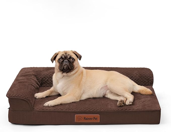 Orthopedic Dog Bed Medium Size Dog, 3 Inch Memory Foam Pet Bed for Small and Medium Dogs, Washable Removable Cover, Nonskid Bottom, Waterproof, 30x20 Inches S Brown Grey-Mewly Pet