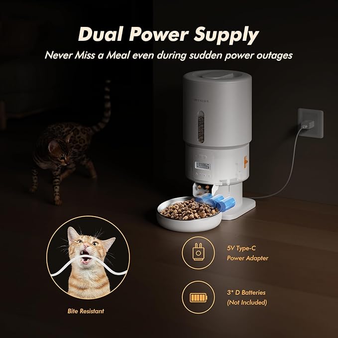 Automatic Cat Feeder - 5L Anti-Clog Cat Food Dispenser with Freshness Preservation, 1-6 Meals/Day, Programmable Portions, 10s Voice, 180-Day Battery Life, Auto Pet Feeder for Multi Cats & Dogs-Mewly Pet