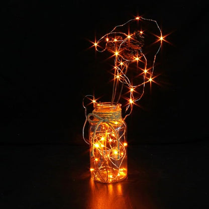 CYLAPEX 6 Pack Orange Fairy Lights String Battery Operated Fairy Lights Firefly Lights LED Starry String Lights 3.3ft 20 LEDs Silvery Copper Wire for Hallowen Christmas Decor Costume Wedding Party