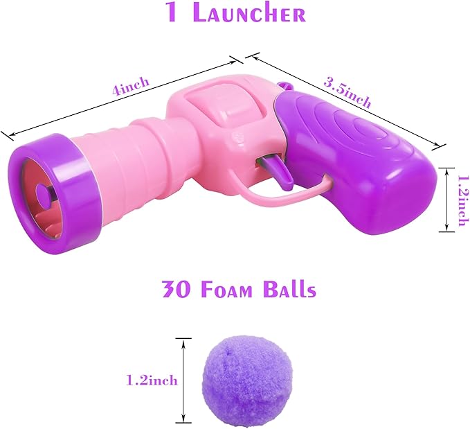 Mewlmart Interactive Cat Toys for Indoor Cats Pink Cat Pom Pom Balls Plush Ball Launcher Cat Fetch Toy Enrichment Toys 30 Balls-Mewly Pet