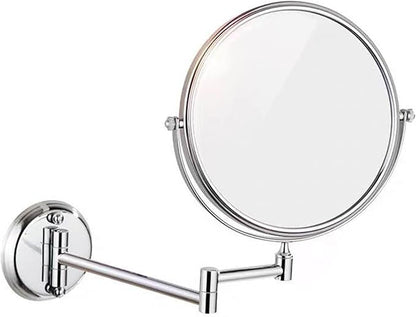 Wall Mounted Makeup Mirror, 3X Wall Mounted Magnifying Mirror Adjustable Height Double-Sided Mirrors for Bathroom Vanity,8 Inch Extendable Bathroom Mirror for Shaving 6 inches
