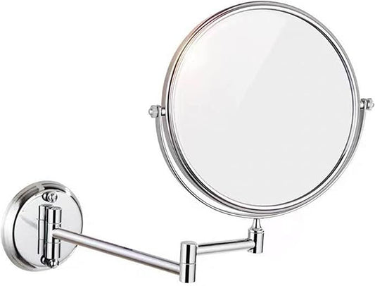 Wall Mounted Makeup Mirror, 3X Wall Mounted Magnifying Mirror Adjustable Height Double-Sided Mirrors for Bathroom Vanity,8 Inch Extendable Bathroom Mirror for Shaving 6 inches