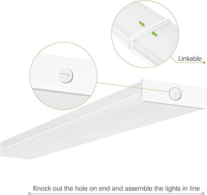hykolity 4 Pack 4FT LED Wraparound Light 40W 4 Foot LED Shop Lights for Garage, [2-lamp 32W Fluorescent Equiv.] 4400lm 4000K Wrap Light, Flushmount Office Ceiling Light Fixture ETL Listed