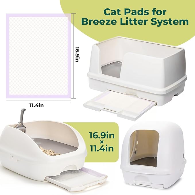 Cat Pads Refills for Tidy Cats Breeze Litter System - Super Absorbent 6-Layer Pads for Odor Control Unscented - 16.9" x 11.4" - Pack of 20 Litter Box Replacement Pads-Mewly Pet