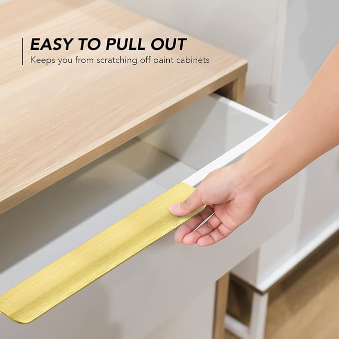 Ravinte Hardware 6 Pack Gold Cabinet Handles, 11.8 Inch (300mm) Finger Edge Pulls, 8.8 Inch Hole Center, Finger Pulls for Cabinets
