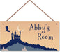 Personalized Castle and Flying Dragon Sign Wall Art Decor For Kids Room Custom Name Rerto Door Décor For Little Man Cave Girls Bedroom Home Kitchen Garden Yard