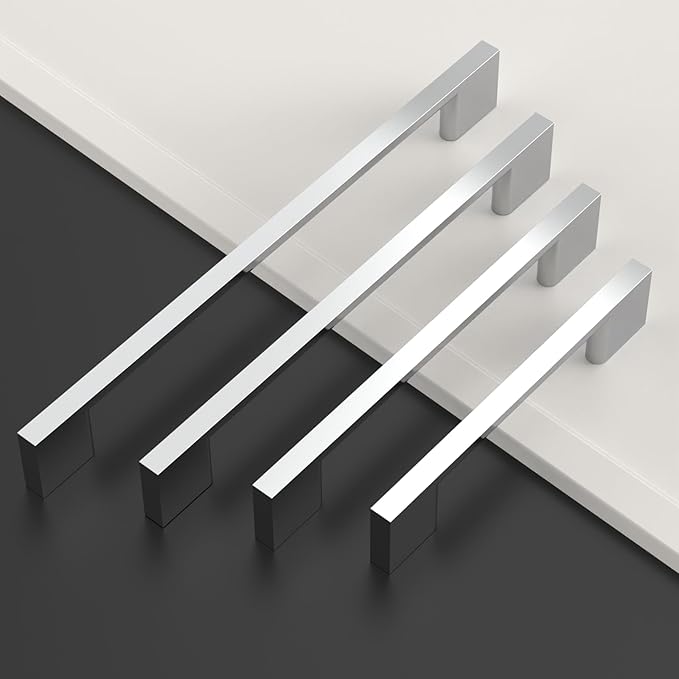 Asidrama 10 Pack 3.75 Inch(96mm) Polished Chrome Kitchen Cabinet Handles, Cabinet Pulls Kitchen Cabinet Hardware for Cupboard Drawer Pulls