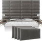 Vänt Upholstered Wall Panels - King/Cal King Size Wall Mounted Velvet Headboards - Velvet Gothic Grey - Twin/King - Set of 4 Panels (Each Individual Panel 39"x11.5")